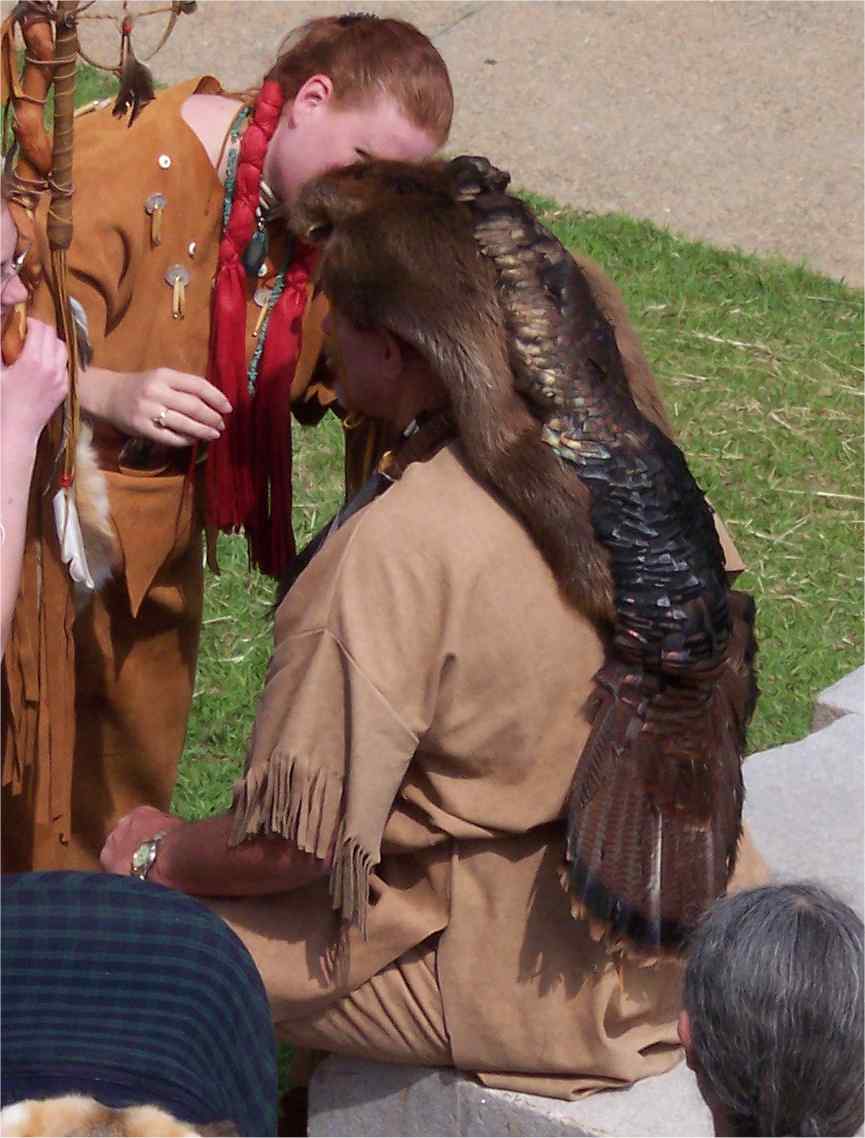 Indian with Beaver and Turkey Cape